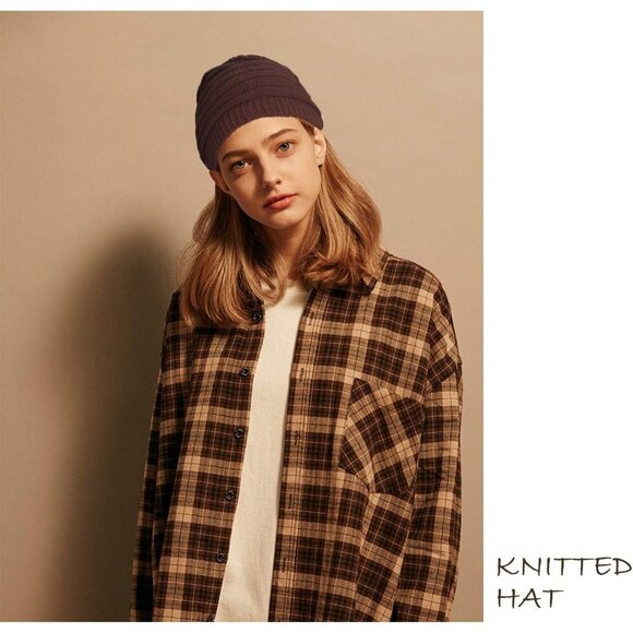 Women's Brown Winter Knitted Loose Style Soft Comfortable Warm Skiing Beanies - Picture 2 of 9